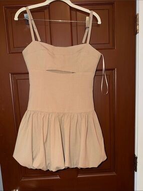 Le Lis taupe spaghetti-strap mini dress